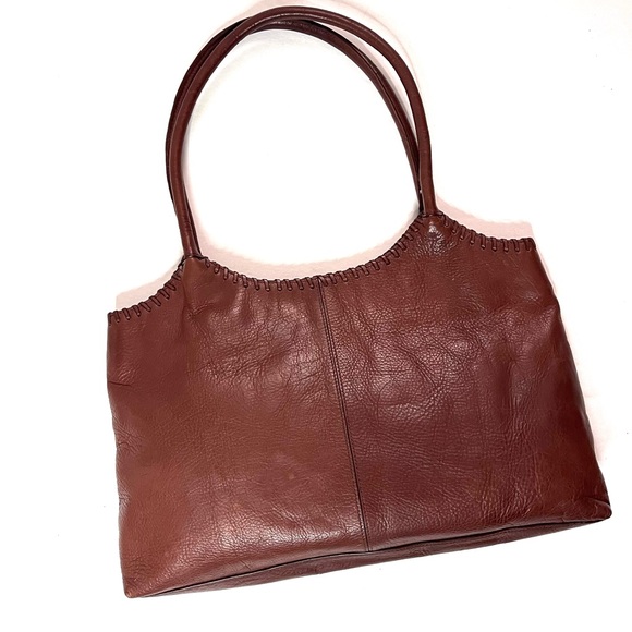 Anthropologie Isabella Bird Brown Leather Bag w/ Tooled Leather Front Pocket - Picture 7 of 10